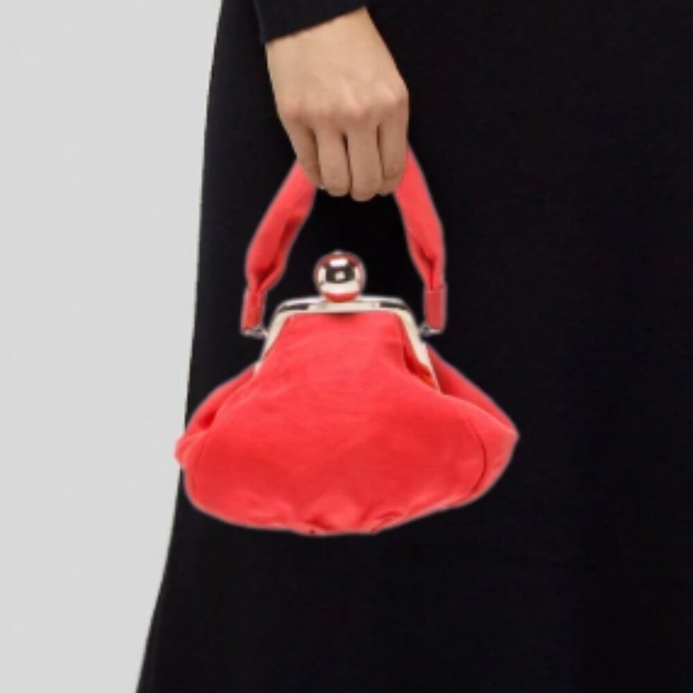 Kate Spade New York Red Ribbed Kiss Lock Clutch Evening Bag - Picture 10 of 15